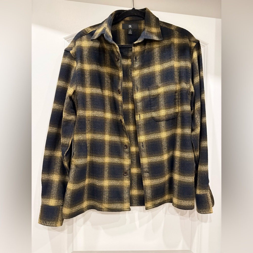 Banana Republic Men's Checkered Shirt - Black and Gold